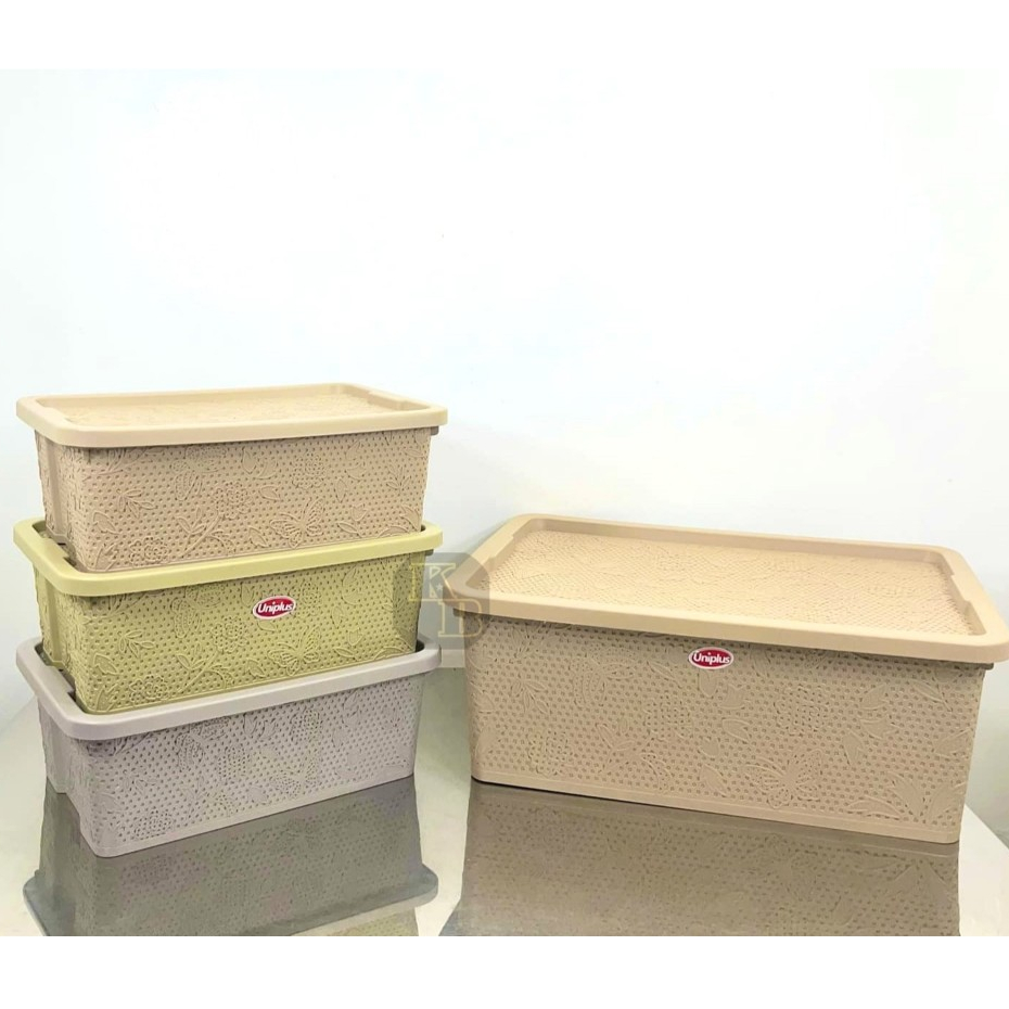 Plastic Stackable Rattan Box with Cover (2 Sizes) (Random Color ...