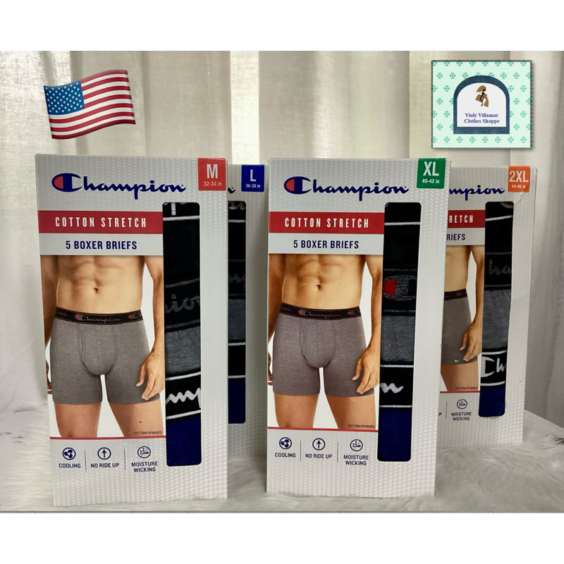 Champion Boxer Briefs 5 pcs (M,L,XL,XXL) ️new packaging ️m | Shopee ...