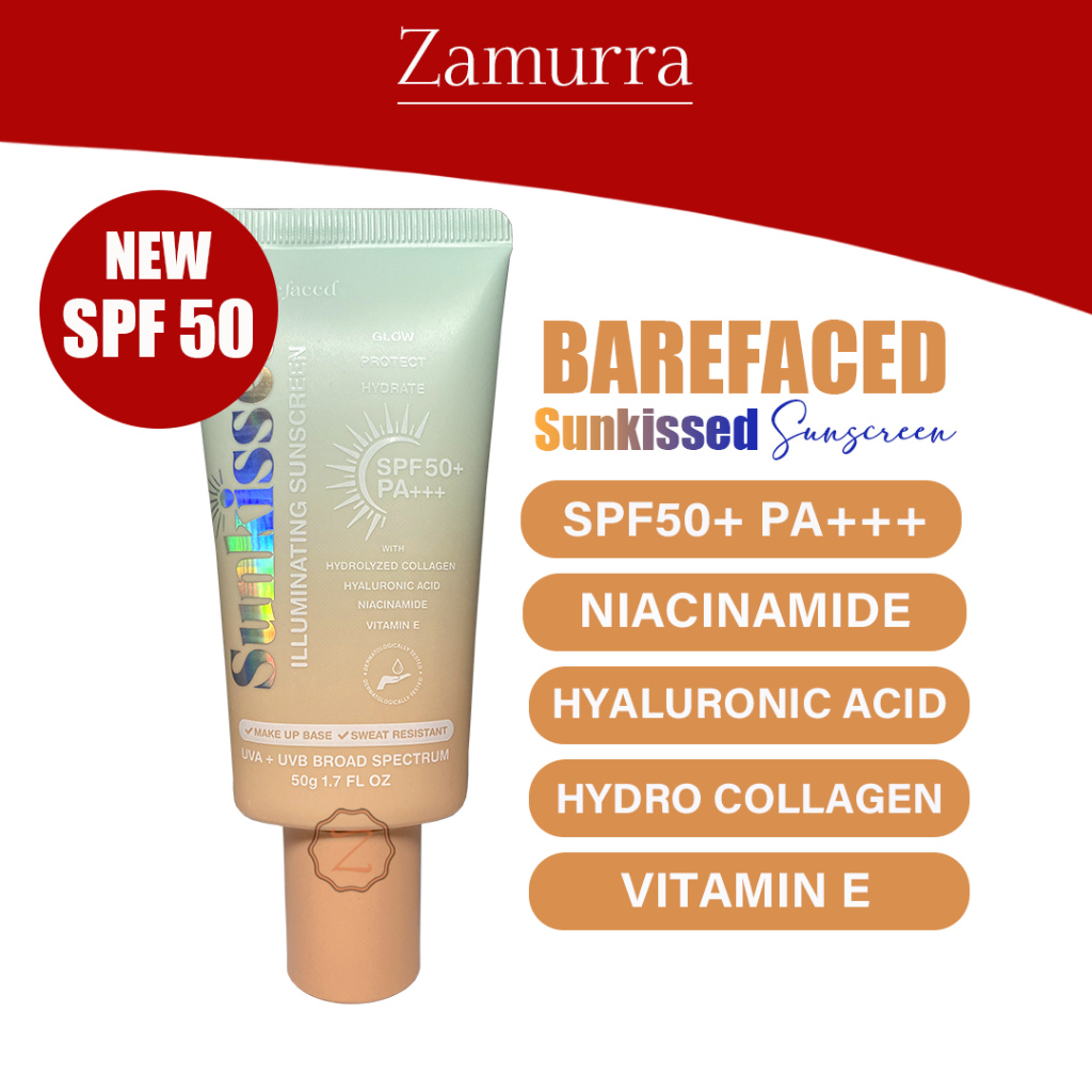 Barefaced Sunkissed Illuminating Sunscreen 50g SPF 50 PA+++ UVA UVB ...