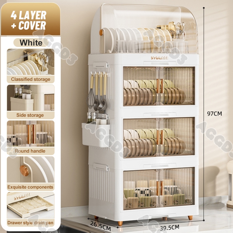Dish Cabinet With Cover Foldable Dish Rack Drainer Drying Rack ...