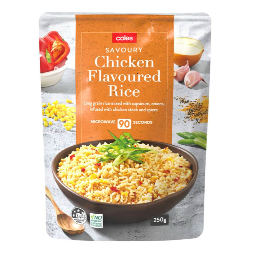 ON Coles Savoury Chicken Flavoured Rice - to Cook - 250g EXP APRIL 15 ...
