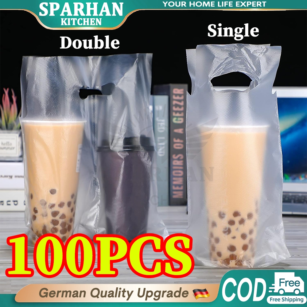 100pcs Milk Tea Plastic Bag And Coffee Takeout Plastic Bags Single ...