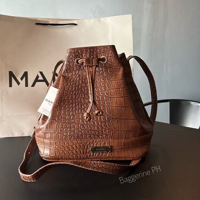 Mango leather bucket bag best sale