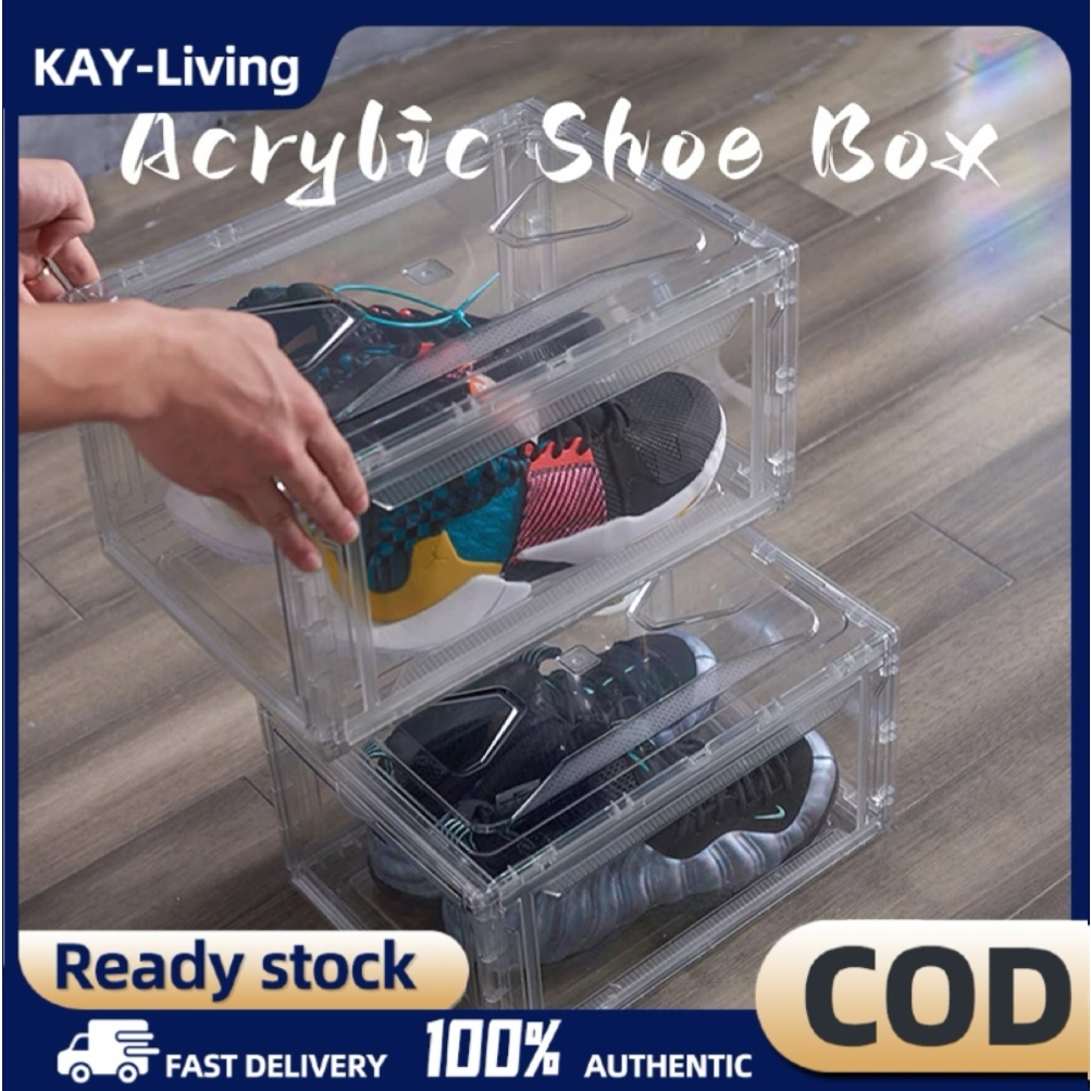 Acrylic Shoe Box Transparent Magnetic Shoe Box Front Open Shoe Box ...