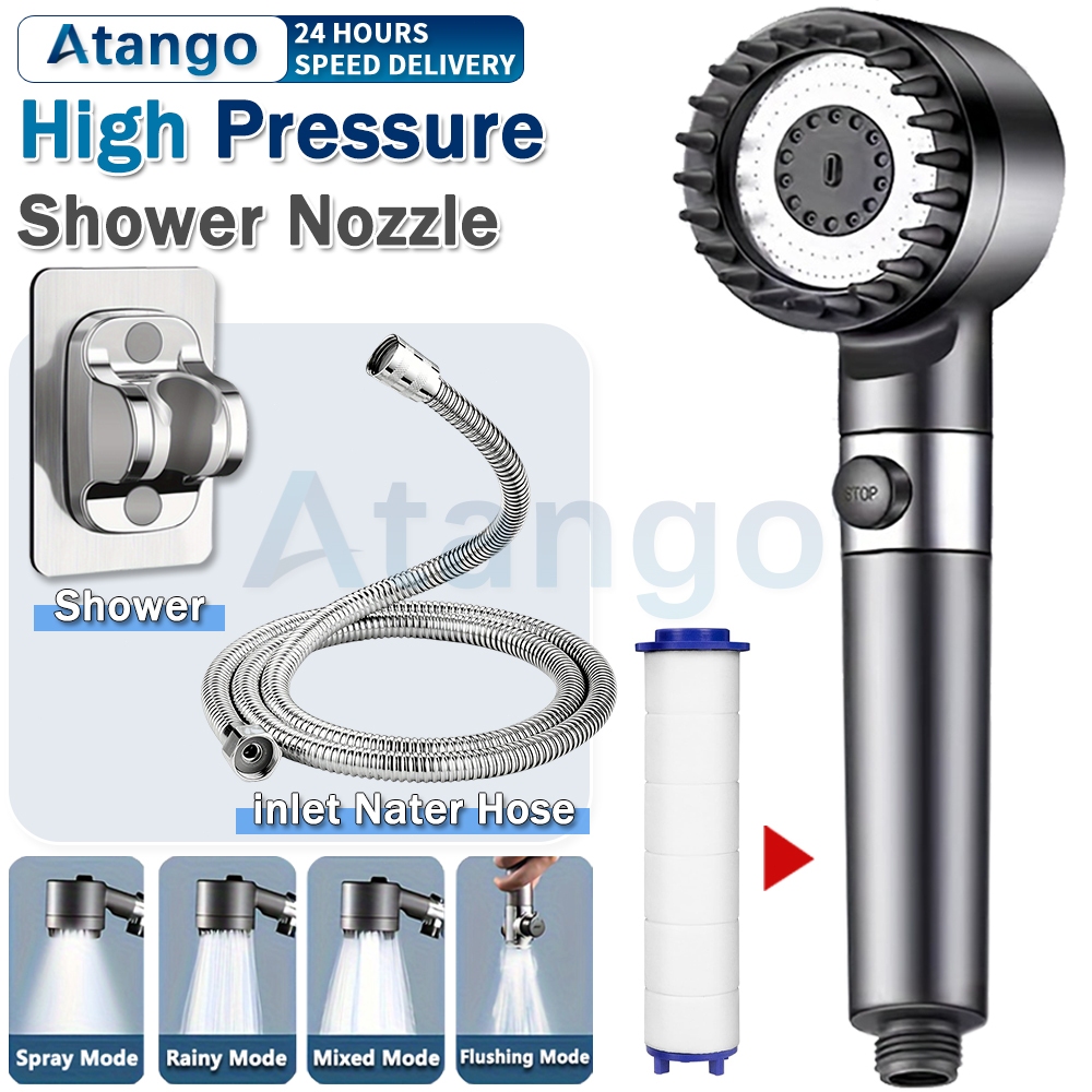 3-Mode Adjustable Shower Head With Hose Set High Pressure Bathroom ...