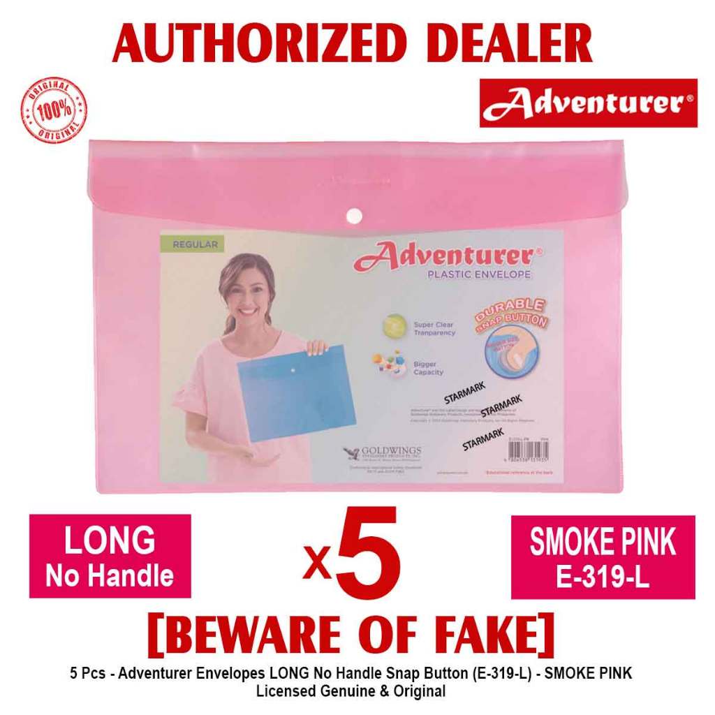 ADVENTURER Plastic Envelope Envelopes LONG SMOKE COLORED Snap Button E ...