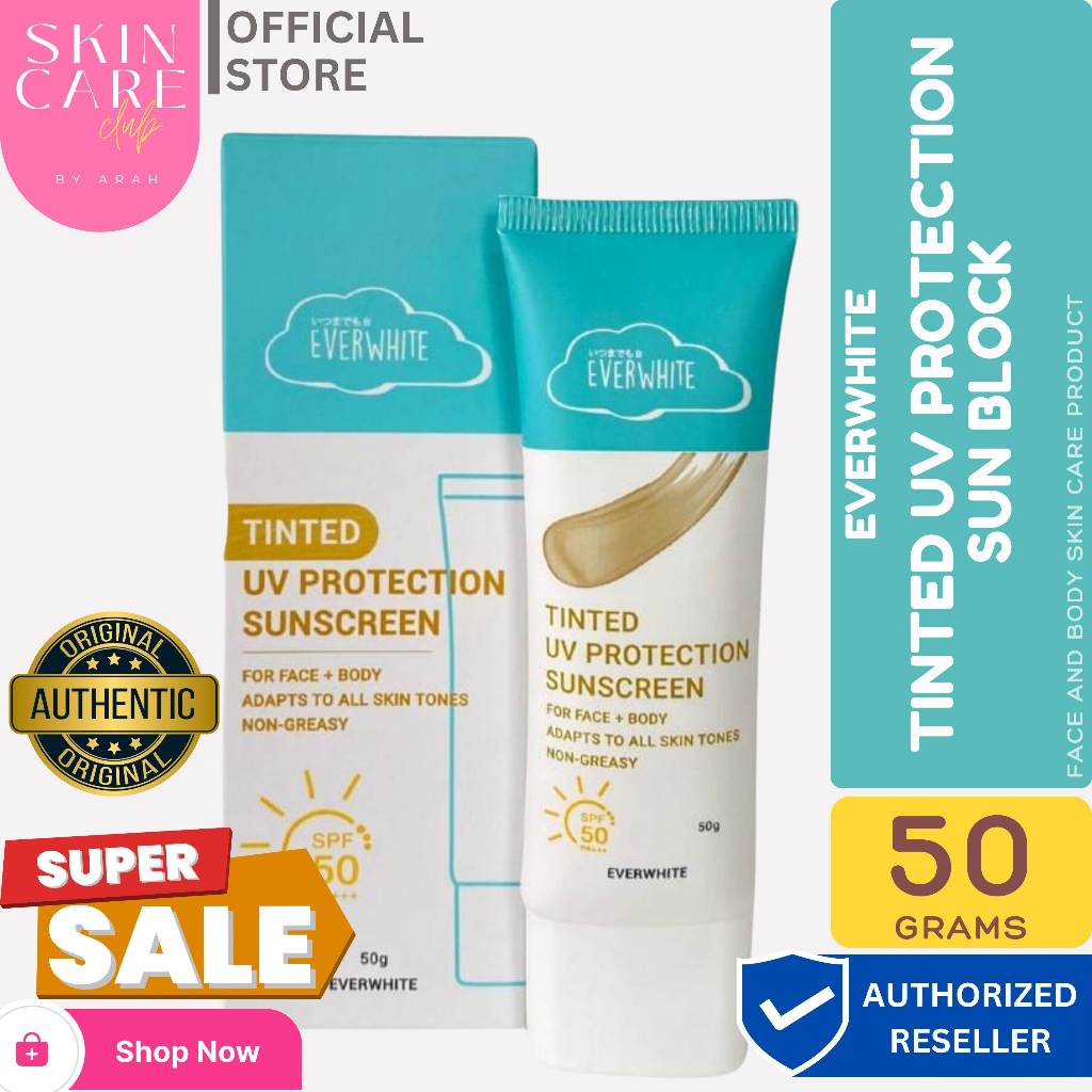 EVERWHITE TINTED UV PROTECTION SUNSCREEN SPF 50 PA+++ | 50ml | Shopee ...