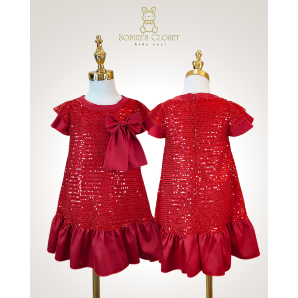Sophie's Red Sequin Ruffled bottom Dress ( 95121073) | Shopee Singapore