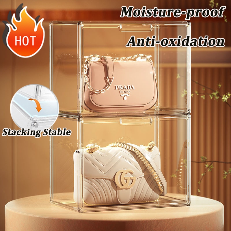 Transparent acrylic display box stackable magnetic door acrylic bag ...