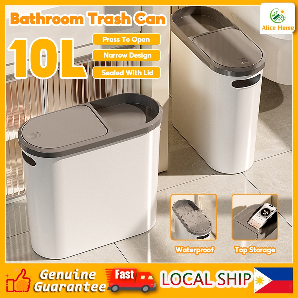 Talmf 10L Narrow Trash Bin With Cover Aesthetic Trash Can With Handle ...