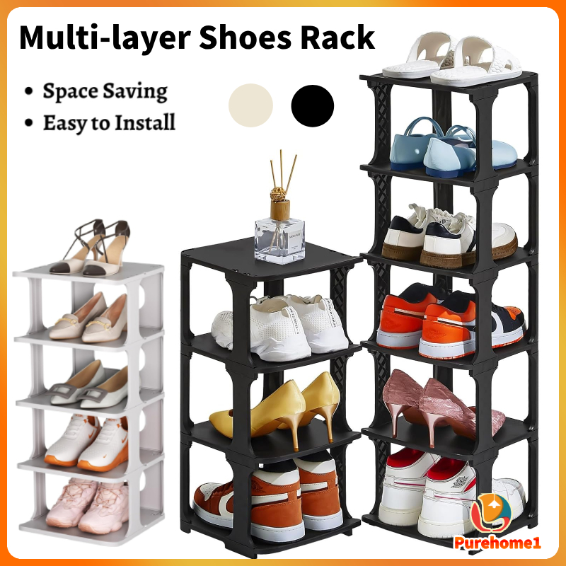 Multi-tier Shoe Rack 2-10 Tier Plastic Shoe Organizer Stackable Shoe ...