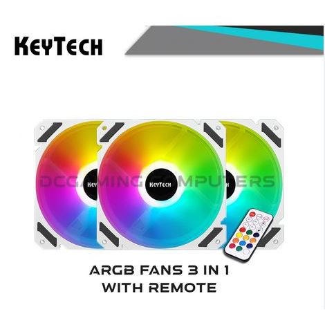 Keytech Black and White Tornado 3in1 120mm Chassis Fan with Control Hub ...