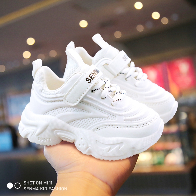 SENMA White Shoes For Kids Girls Korean Shoes Fashion Rubber Shoes Baby Shoes 1 To 5 Years Old