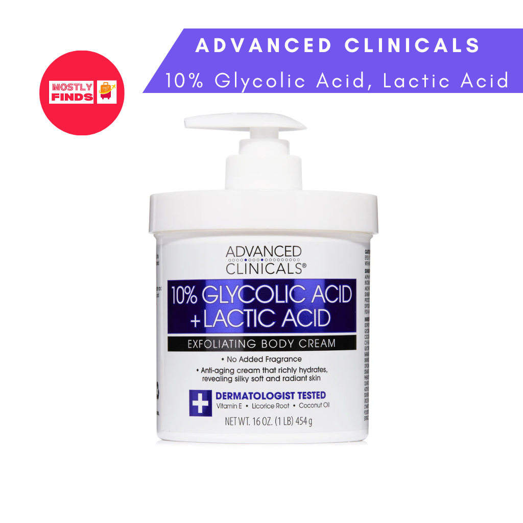 Advanced Clinicals 10% Glycolic + Lactic Acid Exfoliating Body Cream 16 ...