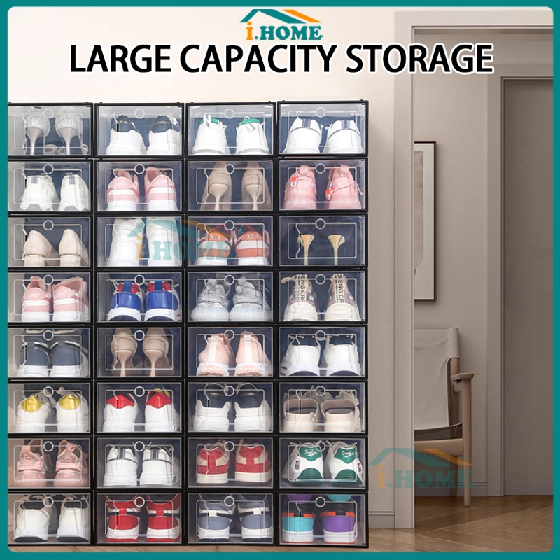 Shoe Box Organizer Hard Case Clear Plastic Stackable Shoe Rack Storage ...
