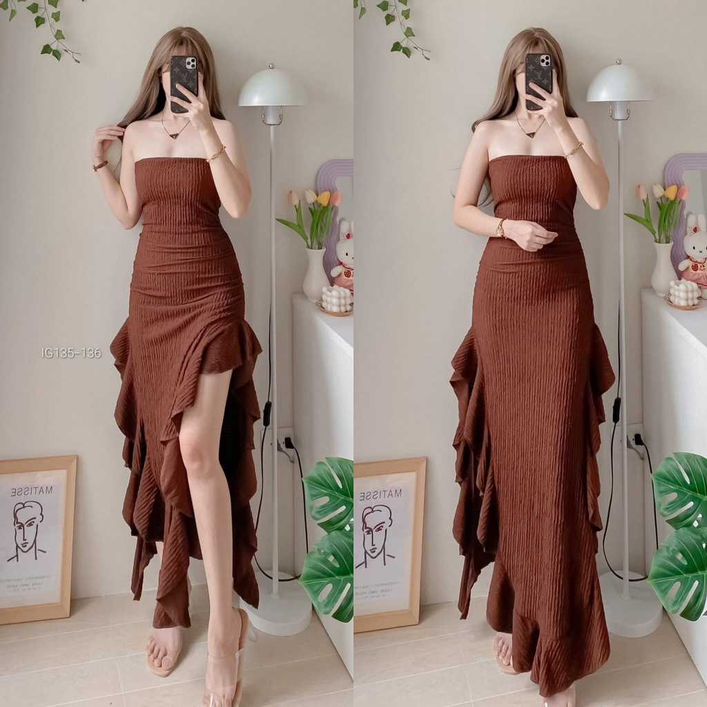 BKK TALA TUBE FAIRY MAXI DRESS Tube Style Sleeveless Dress BARK FABRIC ...