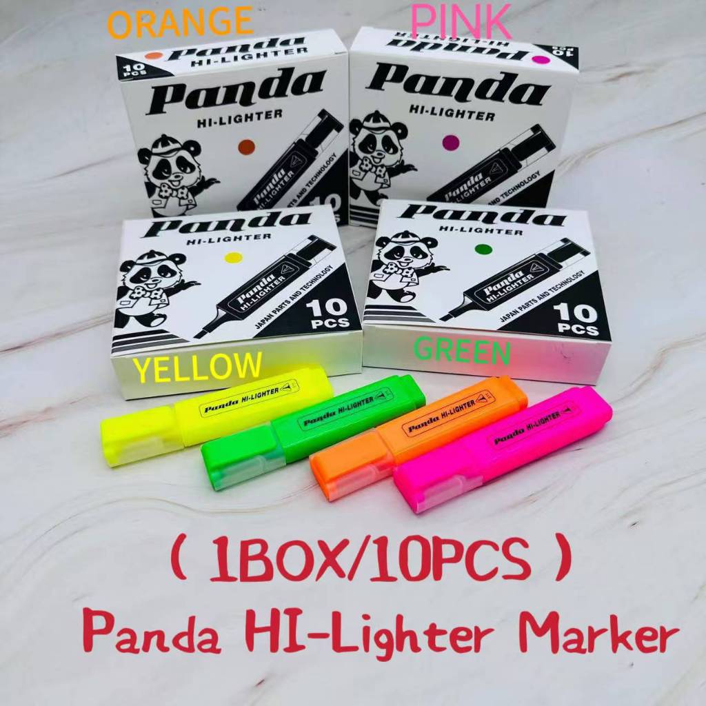 (1BOX/10PCS ) Panda HILighter Marker for School and Office COLOR IN