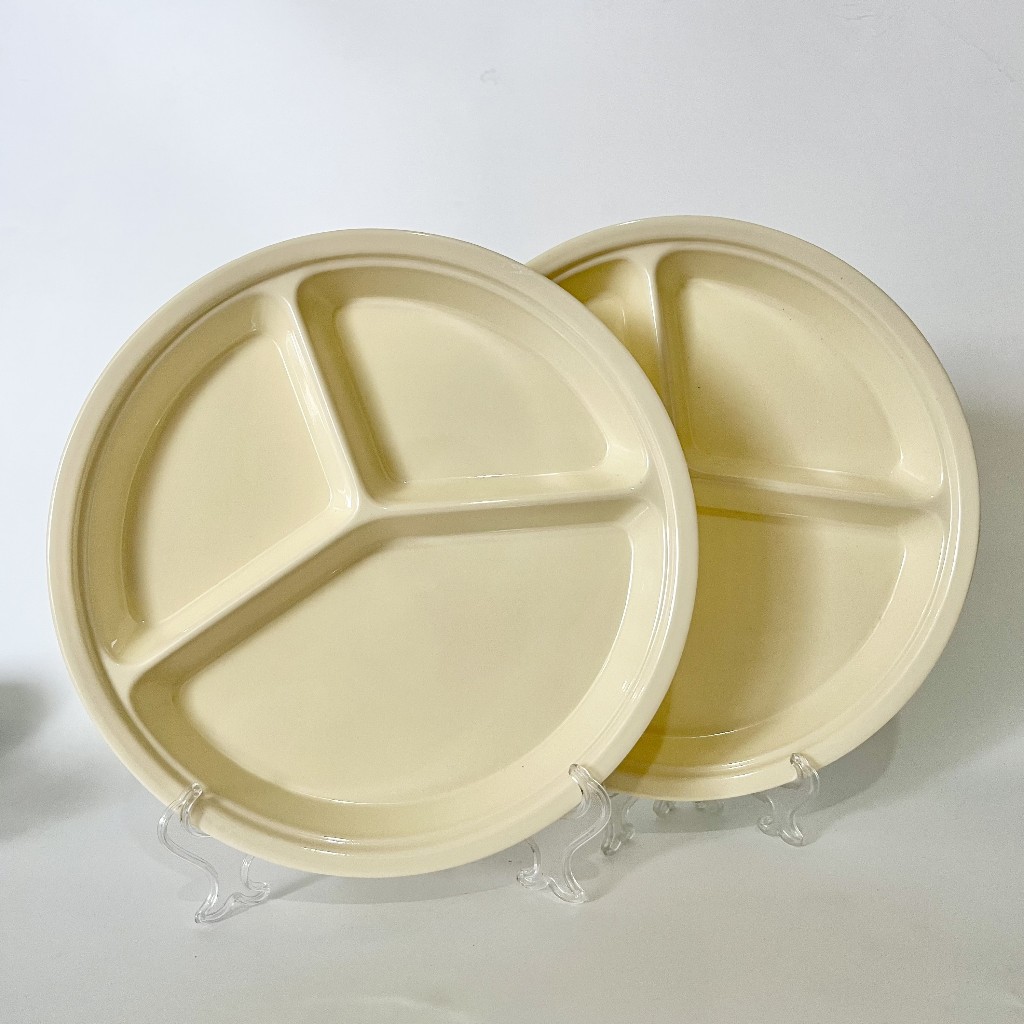 3/6 pcs. Melamine Round Partition Plate; Cream Colored | Shopee Singapore