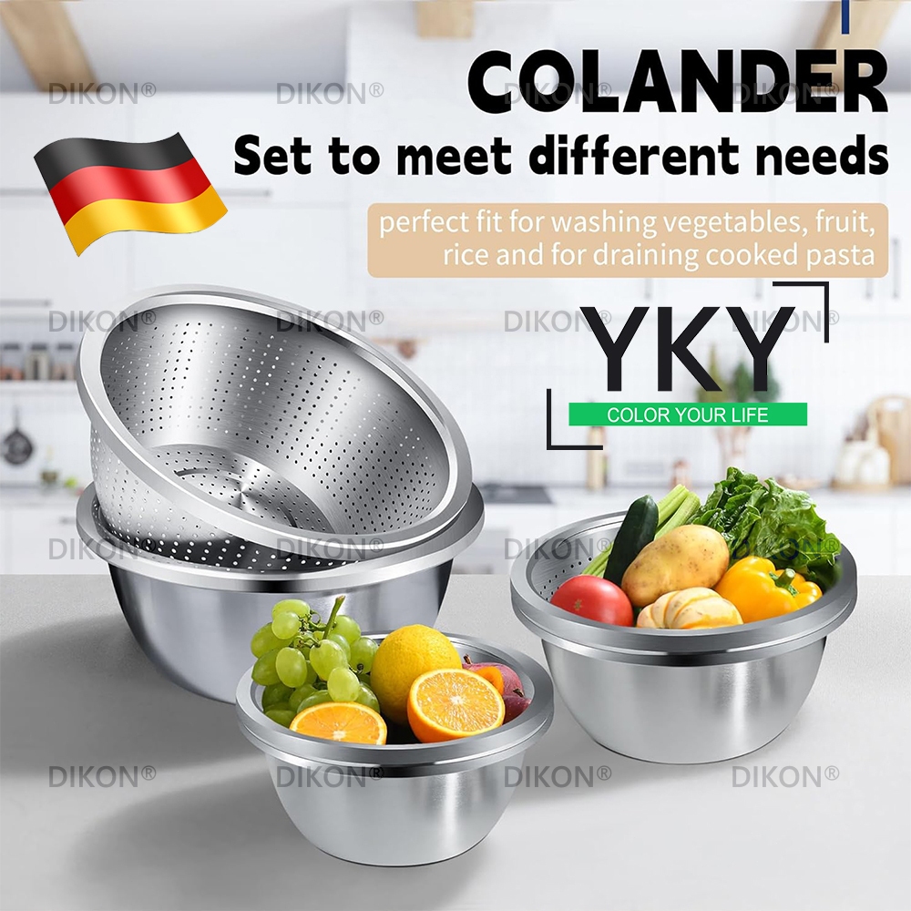 Thickend Stainless Steel Colander Strainer Basin Set Multi-Use ...