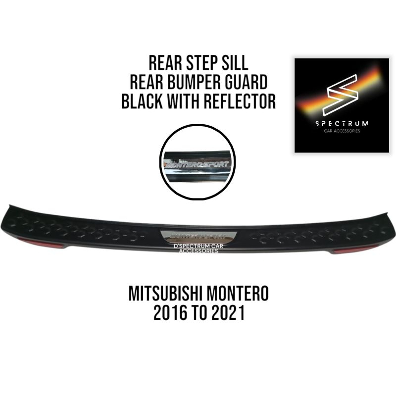 REAR STEP SILL/REAR BUMPER GUARD MITSUBISHI MONTERO (2016 - 2021) BLACK ...