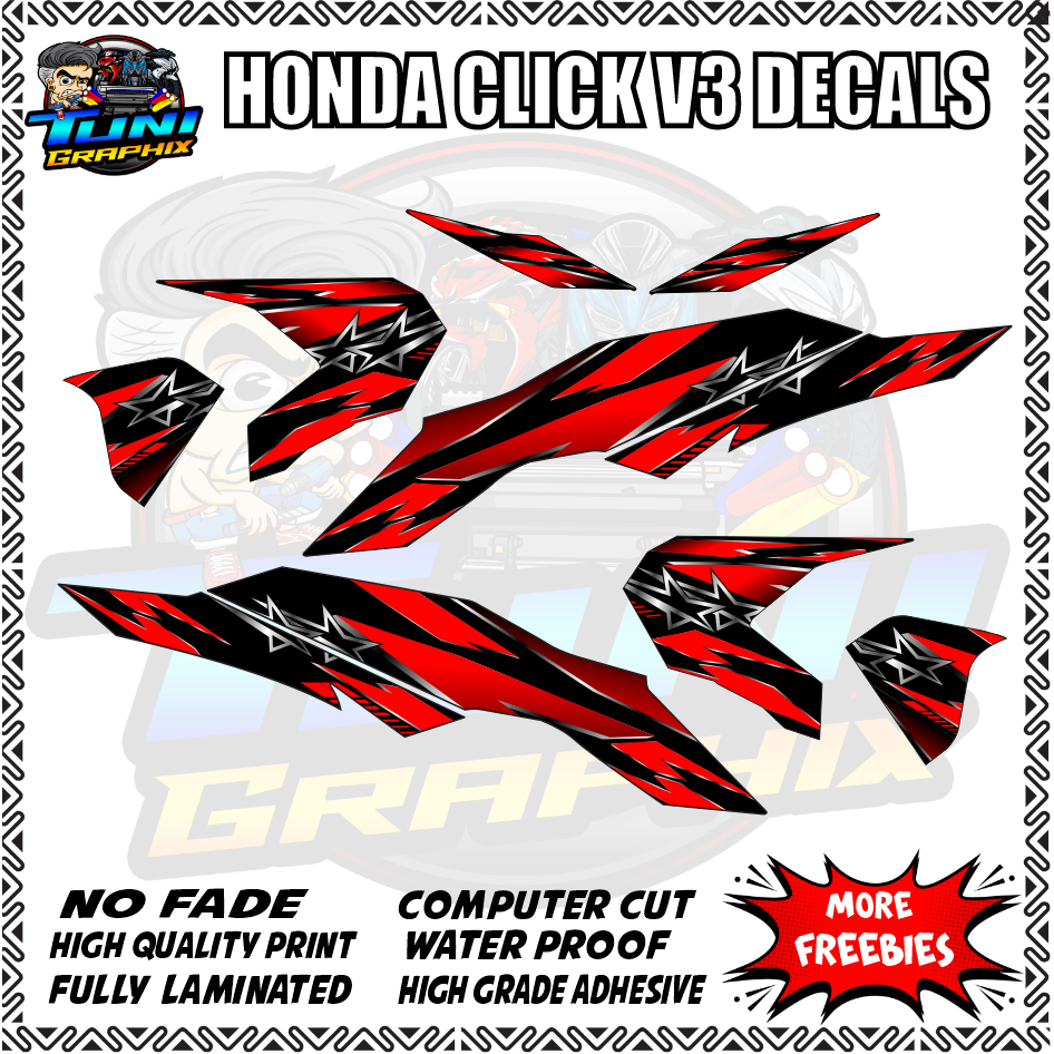 HONDA CLICK 125i V3 / V4 Stripping Rising Star Decals | Shopee Singapore