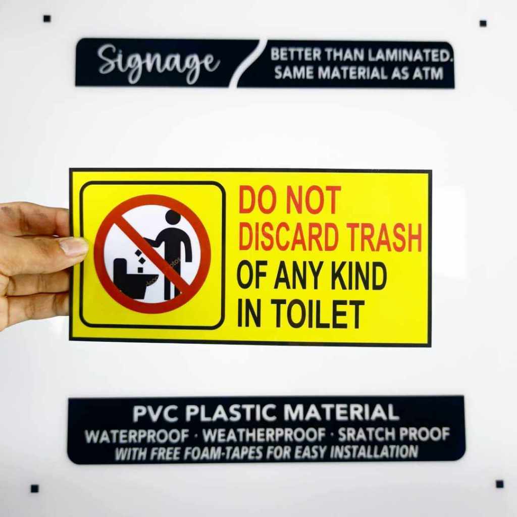 SIGNAGE - DO NOT DISCARD TRASH OF ANY KIND IN TOILET - PVC PLASTIC ...