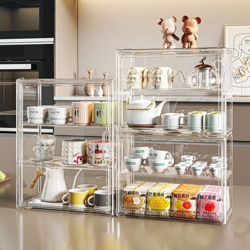 Magnetic Acrylic Display Case Dustproof Cup Display Kitchen Storage ...