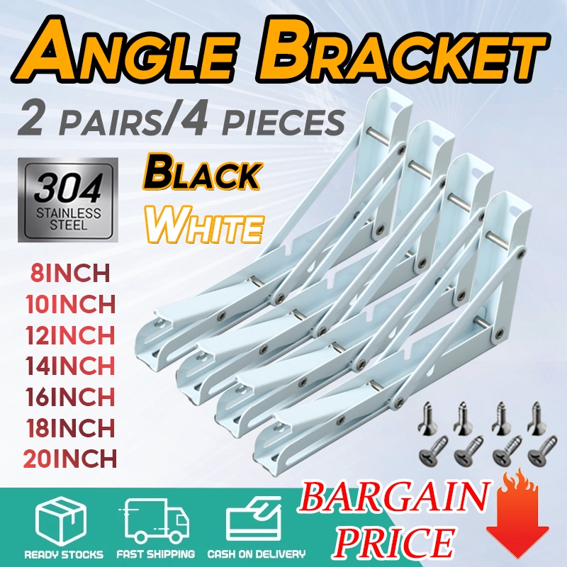 (4 Pcs)Heavy Duty Folding Bracket Angle Bracket Folding Shelf Bracket ...