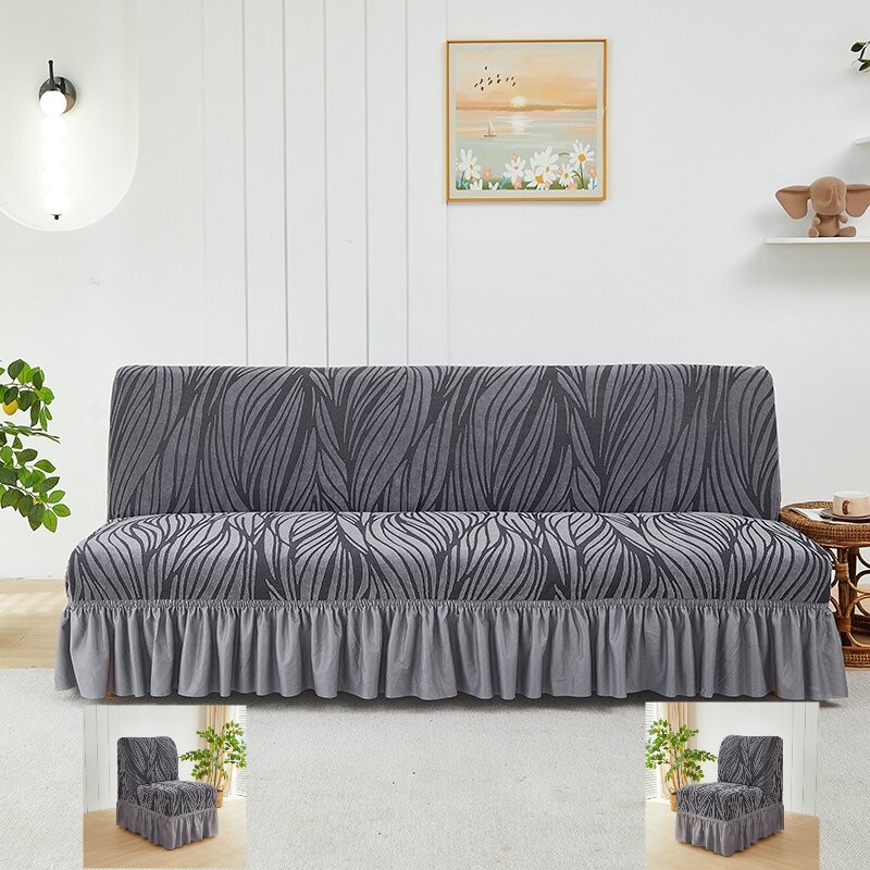 Exclusive Image wave pattern with skirt armless sofa cover removable ...