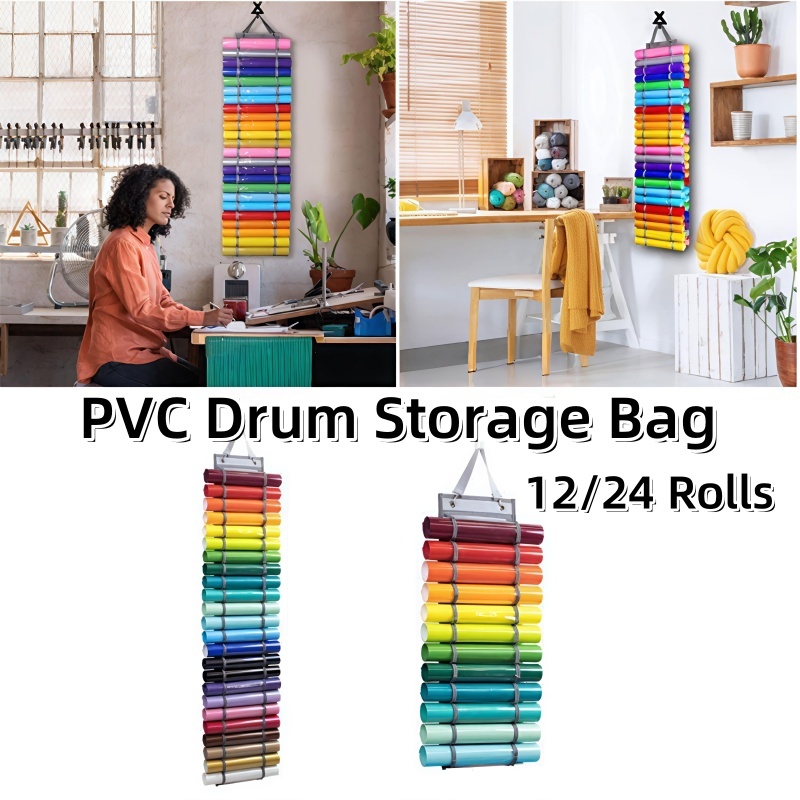 12Rolls/24Rolls Vinyl Roll Bracket Wall Mounted Storage Rack Hanging ...