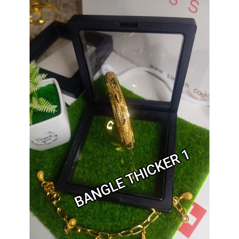 BANGKOK GOLD BANGLE THICKER WITH BOX SIZE 7(INCHES) | Shopee Singapore