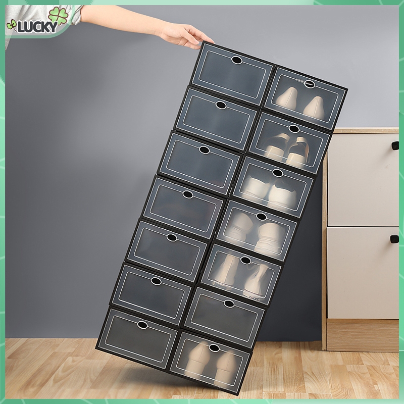 Hard Plastic Shoe Box with cover Transparent Big Size shoe rack ...