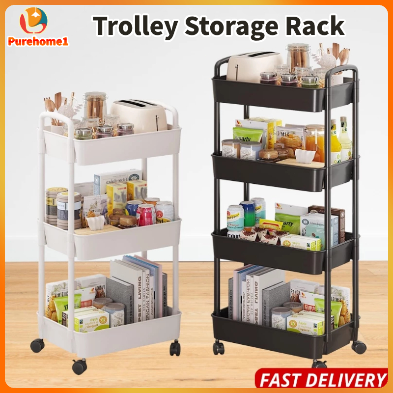 3/4/5 Layer trolley cart organizer Kitchen Move Multifunctional storage ...