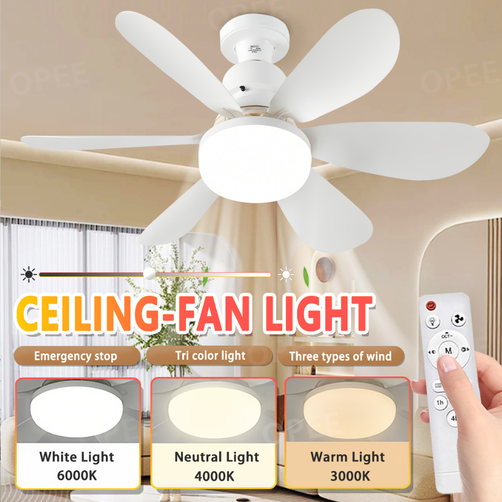 LED Ceiling With Fan Light E27 Remote Control Dimming Light Stepless 3 ...