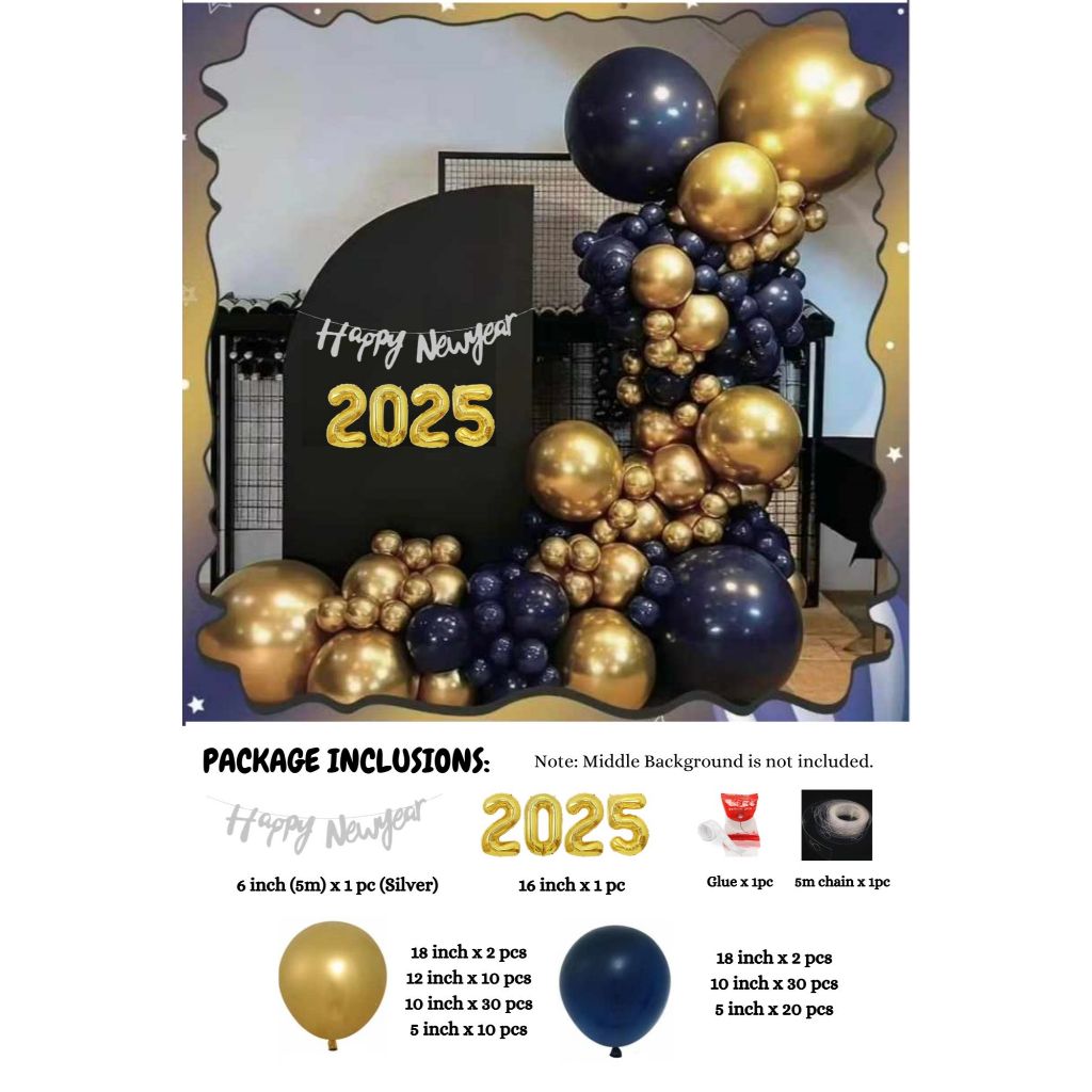 MIDNIGHT GALA Themed Garland Balloon Set / 2025 FUTURE DUSK (111pcs ...