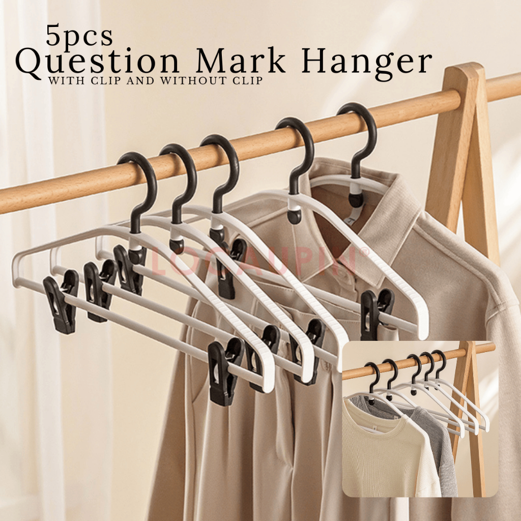 5pcs Set Question Mark Hanger with Adjustable Clips for Clothes ...