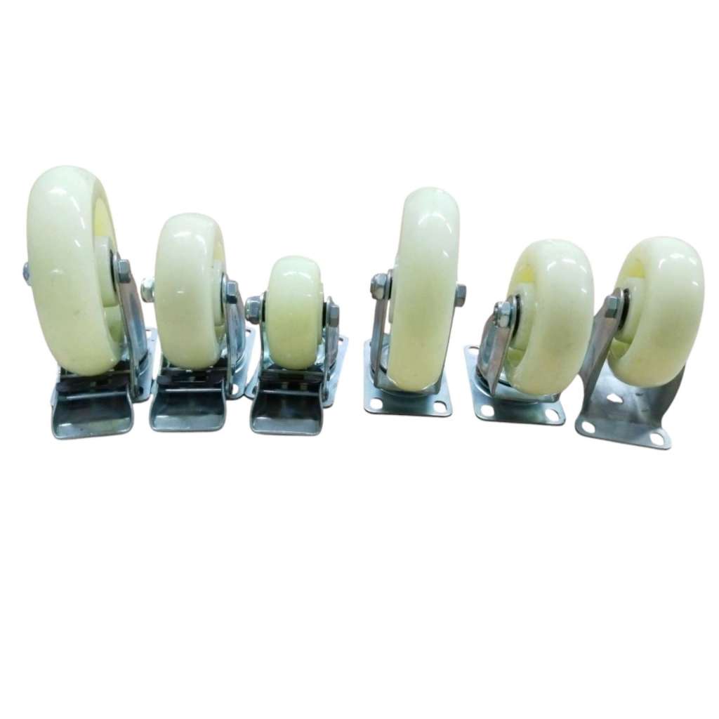 KINLEY Heavy Duty Caster Wheels White Nylon Fixed/Rotate Flexibly ...
