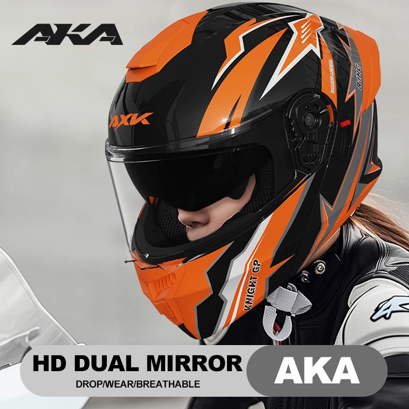 AXK 909 knight dual lens motorcycle helmet unisex full face helmet with ...