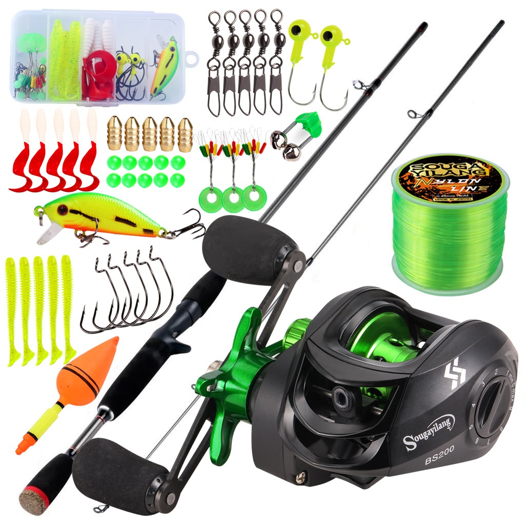 Set Casting Fishing Rod Carbon Fiber Ultra with Baitcasting Reel 7.2:1 ...