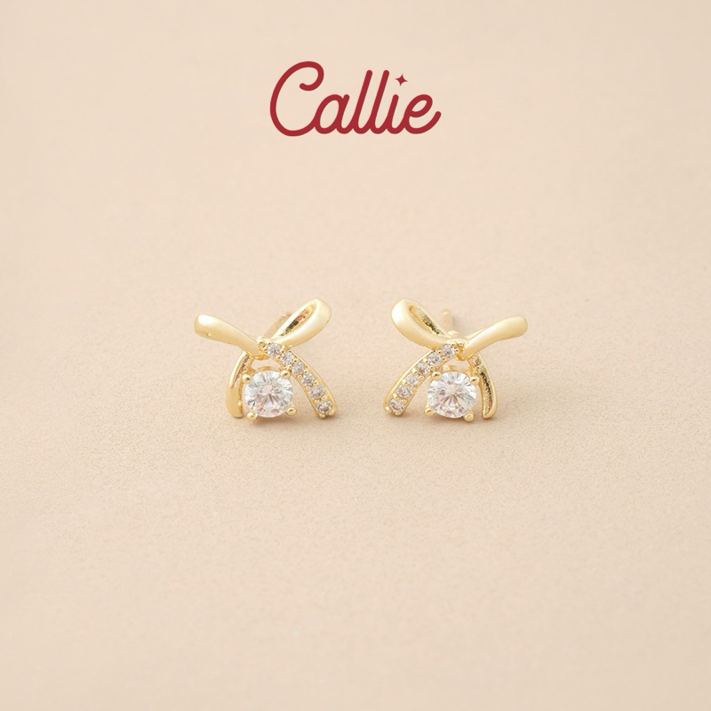 Callie 14k Gold Plated Rhea Ribbon Stud Earrings Shop Callie | Shopee ...