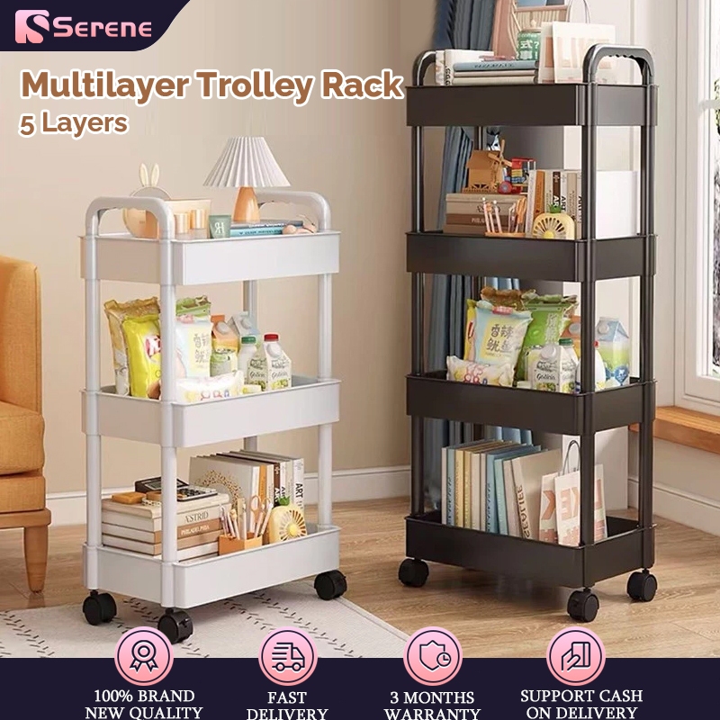 Transparent Multifunction Trolley Cart Organizer Plastic Storage Moving ...