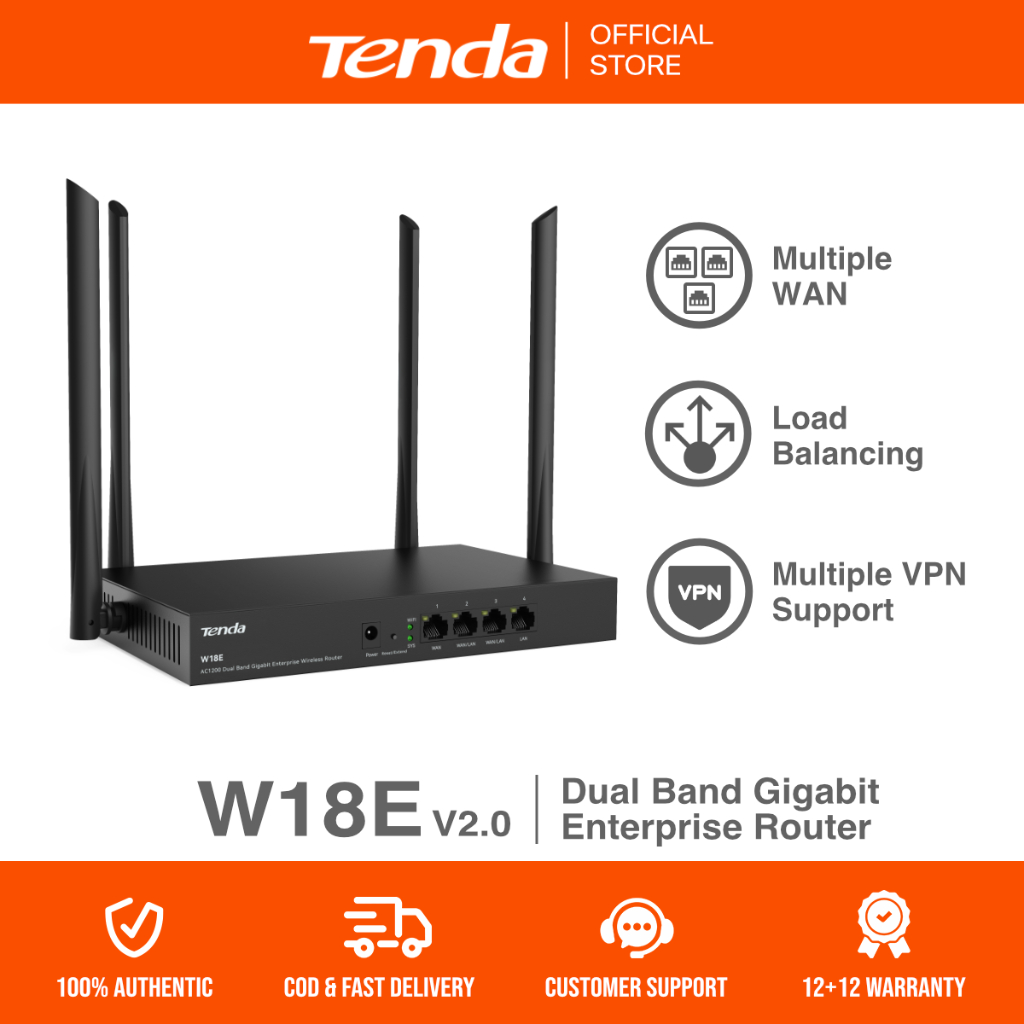 Tenda W18E Dual Band Gigabit Enterprise Router | Multiple WAN | Load ...