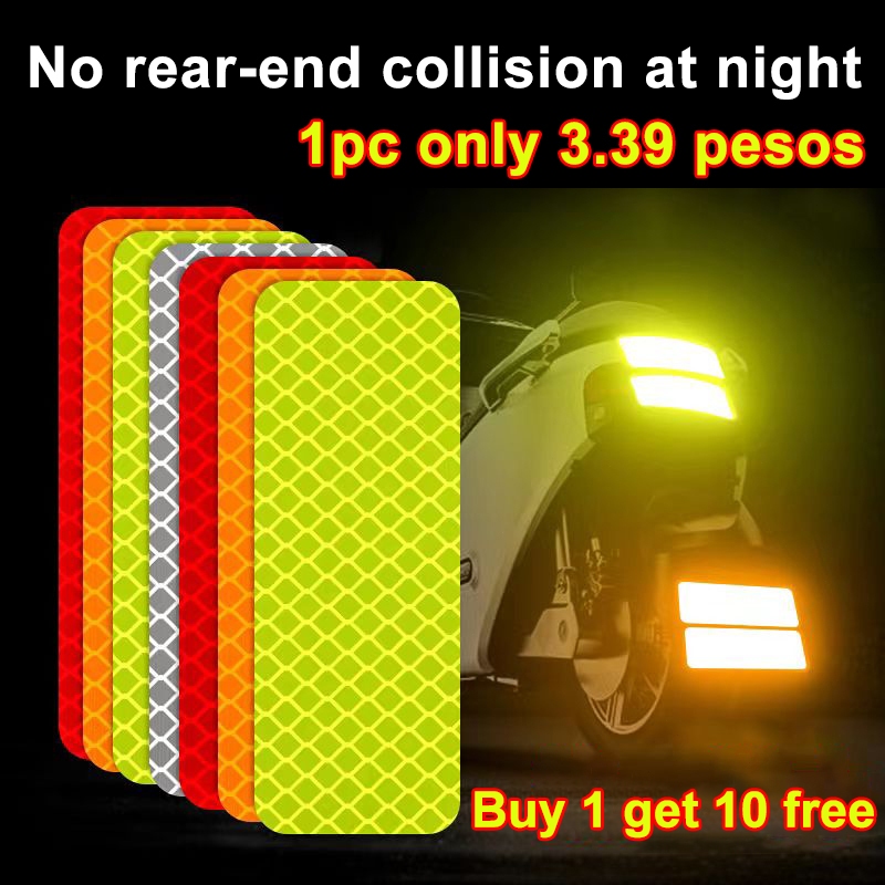 10pcs Colorful Reflective Stickers Strip Motorcycle Helmet Warning ...