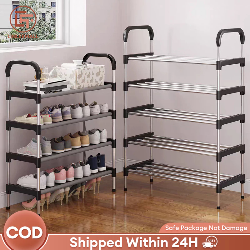 6-Layer Stainless Steel Shoe Rack Foldable Shoe Rack High Load-Bearing ...