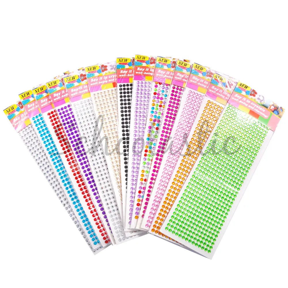 6mm 504pcs Crystal Sticker DIY Self-adhesive Rhinestone Gem Sticker ...