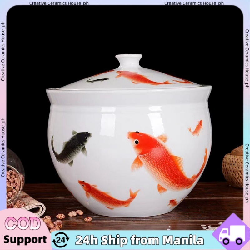 Ceramic Rice Dispenser Storage Container Insect-proof Rice Bucket Food ...