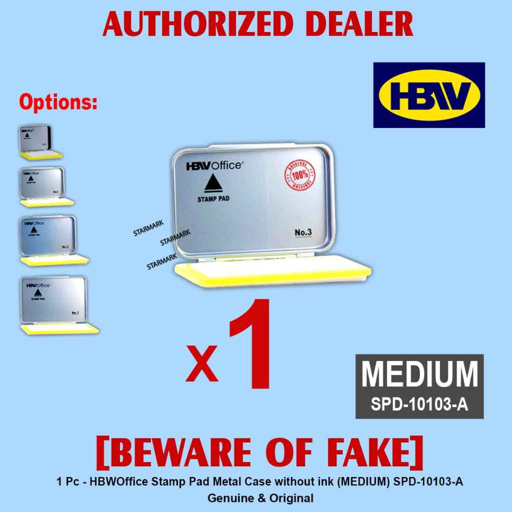 HBW Stamp Pad Metal Case without ink MEDIUM No.3 HBW Office Stamp Pad ...