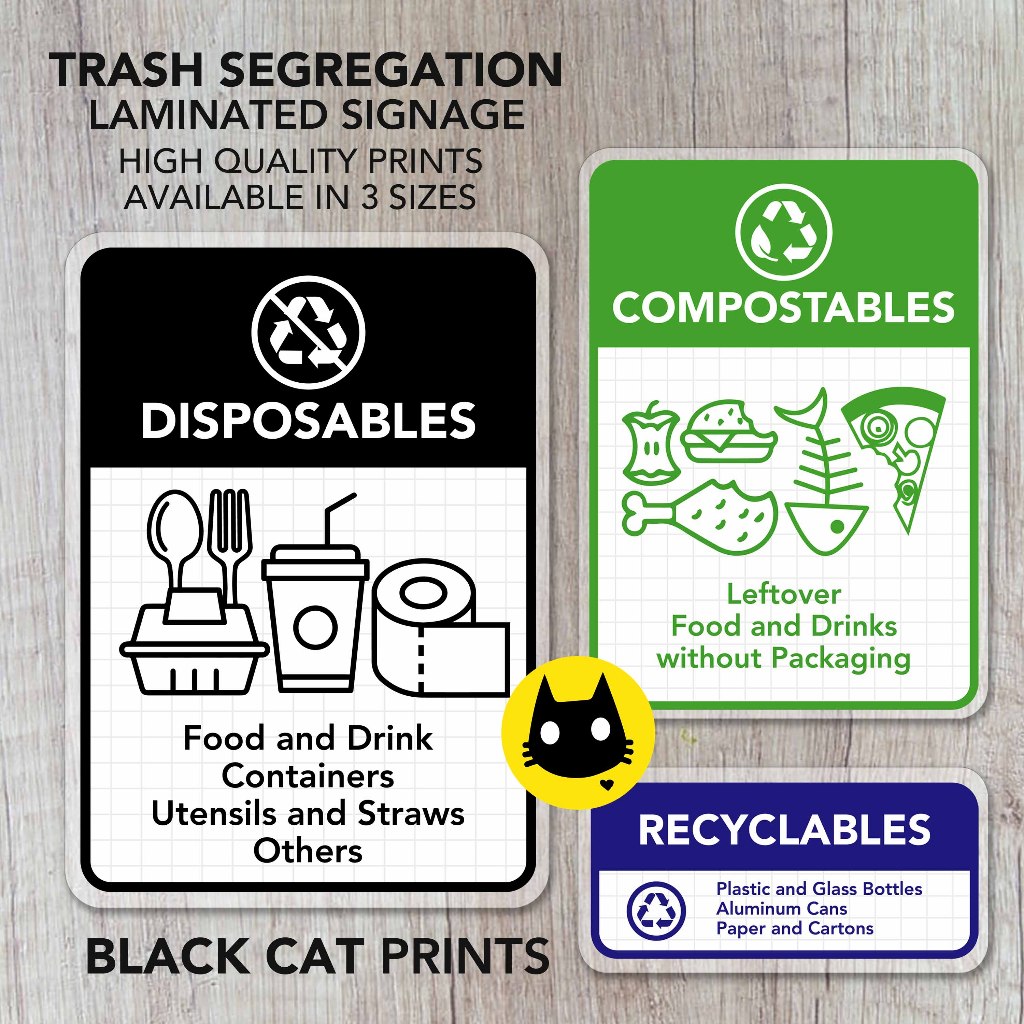 Trash Segregation Label Sign / Laminated Sign / Signage | Shopee Singapore