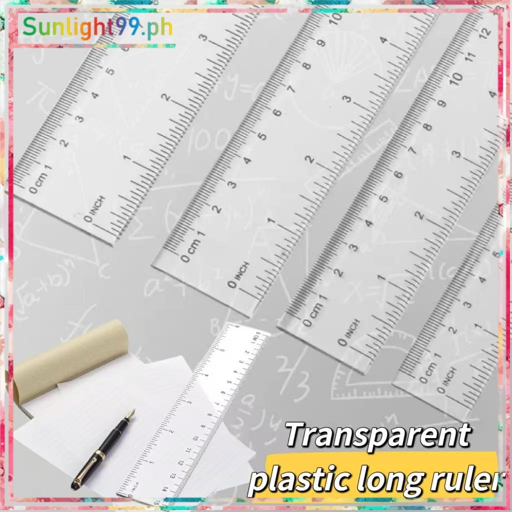 30cm Transparent Plastic Ruler – Clear, Durable Long Ruler for School ...