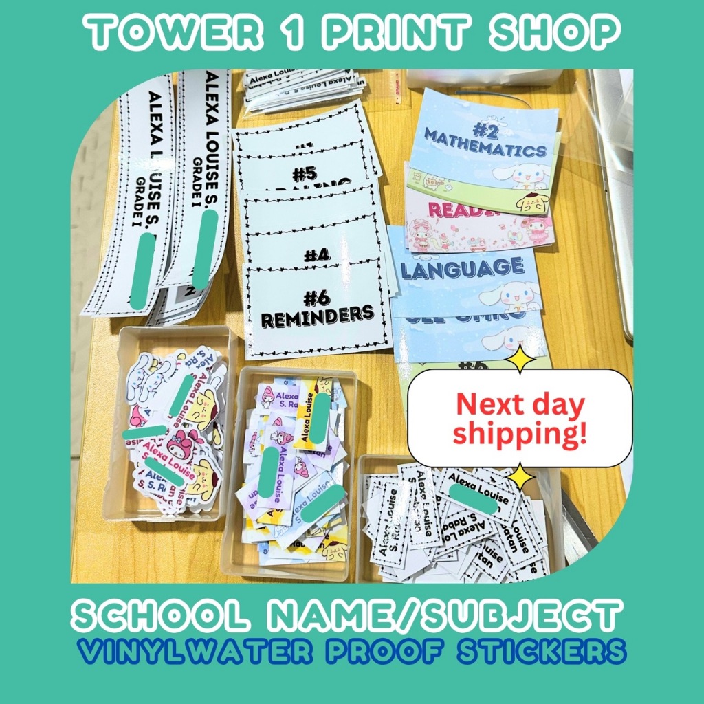 Waterproof Subject Sticker Print | School Name Sticker | Fast High ...
